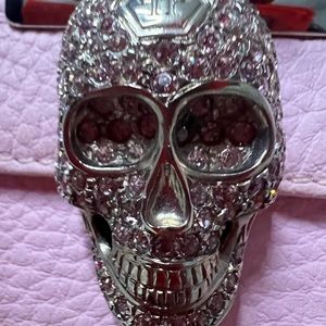 Philipp Plein gorgeous pink crystal skull top handle bag!